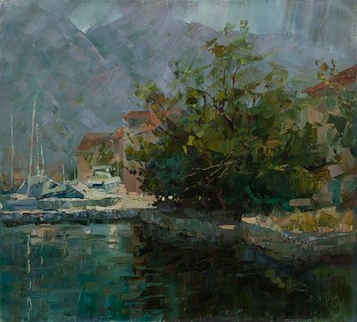 Анфиногенов Михаил, "Проблески солнца. Паутина", 2010 г., 70х37 см, холст, масло. В раме. Михаил 