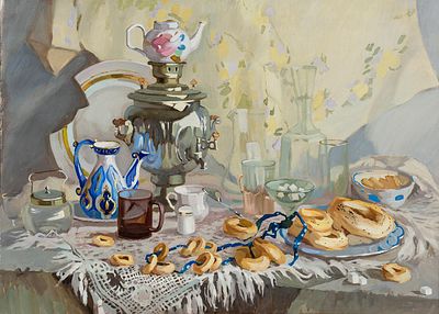 Артемьева Евгения, "К чаю", 2010 г., 60х80 см., холст, масло. В раме. Евгения Александровна 