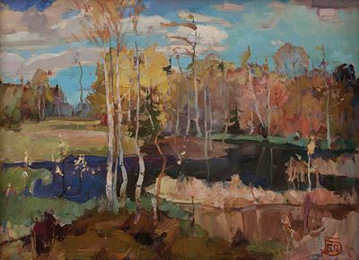 Баев Борис, "Весеннее солнце", 2004 г., 47х63 см, холст, масло. Борис Петрович Баев (1939 – 