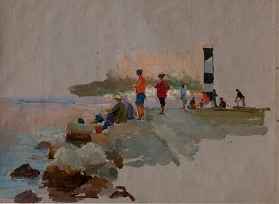 Бараненко Виталий, "Рыбаки", 2008 г., 30х40 см, холст, масло. Бараненко Виталий Алексеевич 