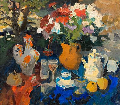 Буртов Николай, Заслуженный художник РФ. "Фонтан "Лето прошло", 2007г., 70x80 см., холст 