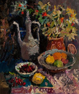 Буртов Николай, Заслуженный художник РФ. "Фонтан "Дары Черногории", 2010г., 70x60 см., холст, масло