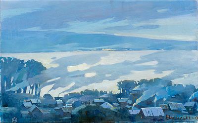 Васильева Ольга, "Вечер на Волге", 35х55 см., холст, масло. Васильева Ольга Александровна 