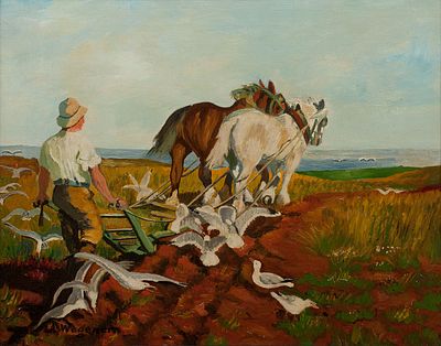 Вегенер Леонид Винфридович (1908-1991 гг.) "Пахарь", 41,5х51,5 см., холст, масло. В раме. Извест 