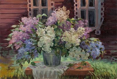 Ведешина Зинаида, "Сиреневый вечер", 2010, 60х90 см., холст, масло. Зинаида Андреевна Ведешина 