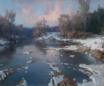 Прядко Юрий.
Весенний вечер, 50x60 см, холст, масло.	
. Юрий Юрьевич Прядко - живописец. Родился 