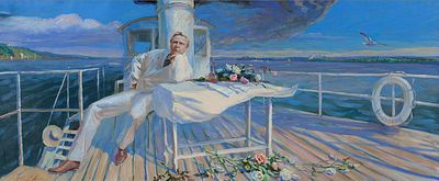 Горячев Александр, 
Портрет Ф.И.Шаляпина "Вниз по матушке, по Волге..." 	2012г., 	70x170см. 