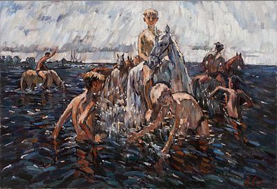 [Большой формат] Очнев Андрей "На Волге" 90х130 см 2010 г. Холст, масло. Андрей Евгеньевич 