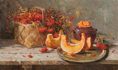 [Большой формат] Калинин Михаил Алексеевич "Осенний натюрморт" 60х100 см, 2012 г. Холст, масло. 