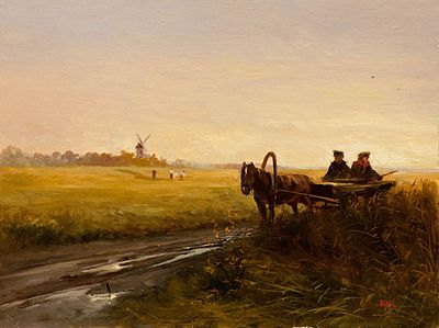 Каковкин Евгений. На телеге, 2007г., 30х40см., холст, масло. В раме. Лауреат Золотой Медали 