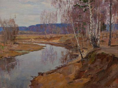 Бабюк Станислав Валентинович "Весна на Клязьме" 55х70 см, 2006 г. Холст, масло. Станислав 