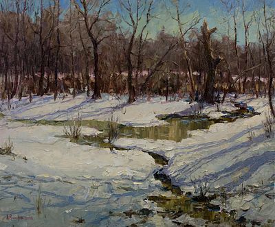 Вилков Андрей "Лесной ручей" 2008 г. 75х90 см, холст, масло. Андрей Викторович Вилков 
Родился 