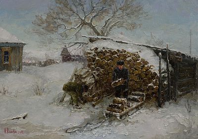 [Большой формат] Вилков Андрей "Соседи" 2008 г. 70х100 см, холст, масло. Андрей Викторович 