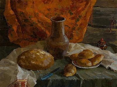 Вилкова Елена "Хлеб" 2008 г. 60х80 см, холст, масло. Оформлена в раму. Елена Владимировна 
