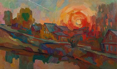 Владимирова-Лаврова Анна "Осенний закат" 30х50 см, 2007 г. Холст, масло. Анна Валерьевна 