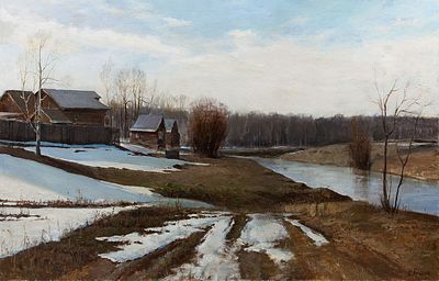 [Очень большой формат] Богатов Илья "Весна. Окраина" 110х170 см, 2012 г. Холст, масло. Илья 