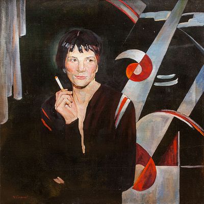 [Большой формат] Сафонов Игорь "Портрет Жюльетт Бинош" 2003 г., 90х90 см, холст, масло. Сафонов 