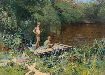 Копняк Валерий, Заслуженный художник Европы, Лауреат Золотой медали МФКД, "Рыбачки" 70х97 см 