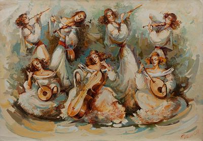 [Большой формат] Талалян Агаси "Музыканты", 2007 г., 85x120 см, холст, масло. Родился в 1963 