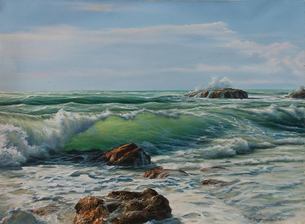 [Большой формат] Преображенский Владимир "Прибой" 2012 г., 75x102 см, холст, масло. Родился в 