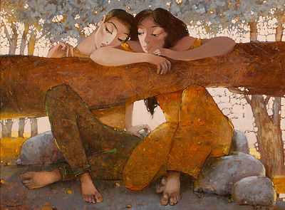 [Большой формат] Ляшко Екатерина Владимировна "Влюбленные" 75х100, 2010 г. Холст, масло. 