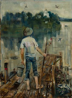 Баранова Маргарита, "Рыбак", 70x54 см, холст, масло. Маргарита Викторовна Баранова родилась в 