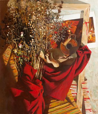 Чернышей Ольга, "Этюд в багровых тонах", 2011,	80x70 г., холст, масло. Художник Ольга Чернышей 