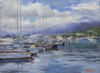 Алексеев Сергей, "Яхты. Город Бар", 2011, 60x80, холст, масло. Родился в Ленинграде. Окончил 