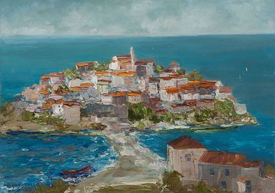 Офлиянц Ирина "Остров Святого Стефана", 2011 г., 50х70 см., холст, масло. Родилась в 1976 году 