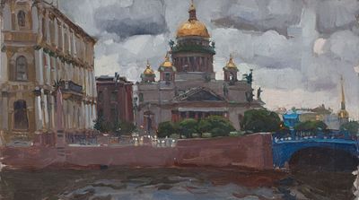 Несыпова Диана Владимировна. "Вид на Исаакиевский собор от Синего моста. Дождь"	2007 г. 	30 