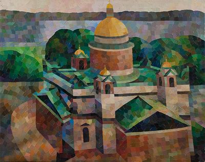 [Большой формат] Антошина Ирина. "Исакиевский собор (С-Пб, вид с дирижабля)", 	2007г., 80х100 