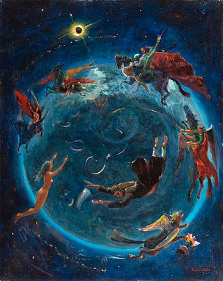 [Большой формат] Курушин Александр &laquo;Полет&raquo; 100x80 см, 1988-90 гг. Холст, масло. Нео-нонконформизм. 