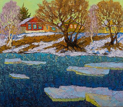 Мотов Дмитрий &laquo;Весна на р.Суре в Пензе&raquo; 80x90 см, 2008 г. Холст, масло. Дмитрий Владимирович 