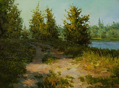 Воронин Валерий "Дорога к реке" 2007 г. 30х40 см, холст, масло. Оформлена в раму. Валерий 