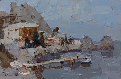 Волков Даниил, "Гурзуф. Начало ХХ века", 2012 г., 	20x30 см, картон, масло. Лауреат Золотой 