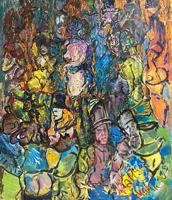 [Большой формат] Ларев Владимир "Объятья парижанок" 110х120 см 2009 г. Холст, масло. Владимир 