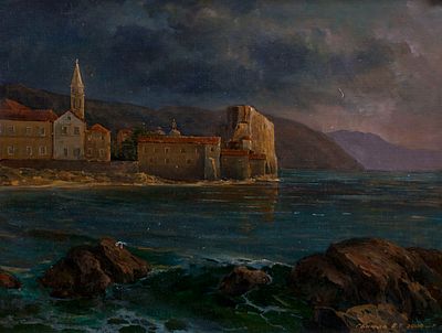 Ганжуга Василий "Будва. Старый город" 2008 г. 60х80 см, холст, масло. Оформлена в раму. Василий 