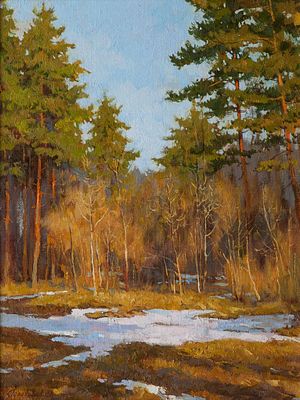 Гололобов Евгений "Тает снег" 2007 г. 30х40 см, холст, масло. Оформлена в красивую раму. Евгений 