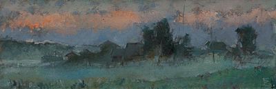 Голубов Владимир (1952-2025) "Июнь" 2003 г. 25х74 см, холст, масло. Владимир Павлович Голубов 