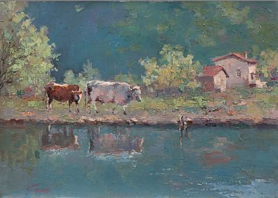 Голушко Николай "Коровы" 2008 г. 50х70 см, холст, масло. Николай Николаевич Голушко - 