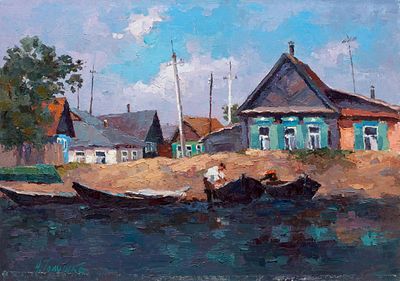 Голушко Николай "Этюд. В Астрахани - паводки" 2007 г. 50х70 см, холст, масло. Николай 