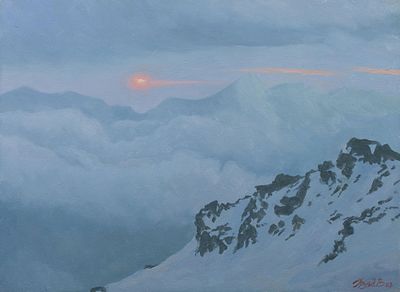 Грузд Валерий "Эльбрус в облаках" 2007 г. 60х80 см, холст, масло. Валерий Владимирович Грузд 