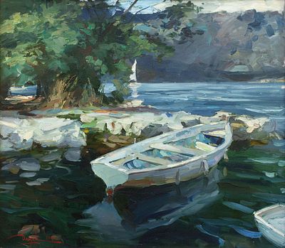 Дацук Кирилл "Лодка" 2011 г. 70х80 см, холст, масло. Оформлена в раму. Кирилл Владимирович 