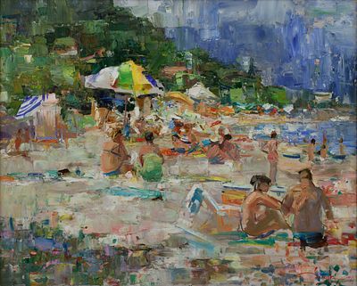 Дацук Кирилл "Столивский пляж" 2011 г., 65х80 см, холст, масло. Оформлена в раму. Кирилл 