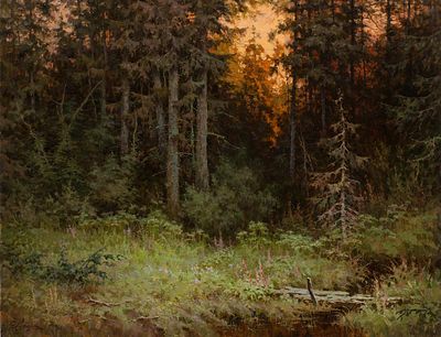 Дёмин Сергей "Лесная поляна" 2012 г. 70х90 см, холст, масло. Сергей Михайлович Дёмин 
Родился в 