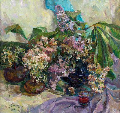 Диденко Татьяна "Весенний натюрморт" 2014 г. 70х75 см, холст, масло. Татьяна Ивановна Диденко 