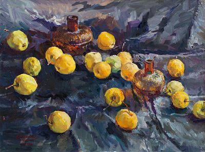 Диденко Татьяна "Желтые яблоки" 2013 г. 60х80 см, холст, масло. Татьяна Ивановна Диденко 