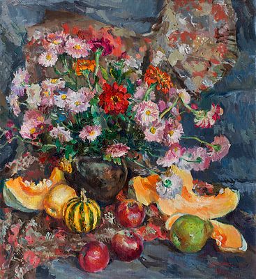 Диденко Татьяна "Натюрморт с тыквой" 2012 г. 60х65 см, холст, масло. Татьяна Ивановна Диденко 