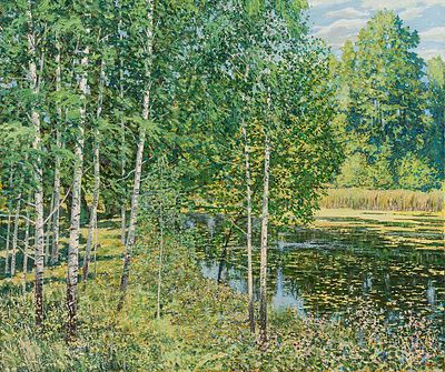 [Большой формат] Доний Игорь Петрович "Лесное озеро" 85х100 см, холст, масло. Игорь Петрович 