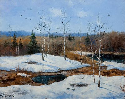 Дорофеев Сергей "Весенняя оттепель" 2008 г. 40х50 см, холст, масло. Сергей Владимирович 